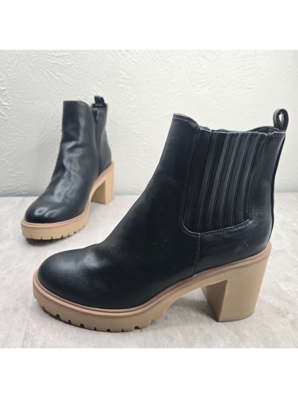 Dolce Vita Platform Boots Black Block Heel Retro Pull On Chealse Booties Size 11